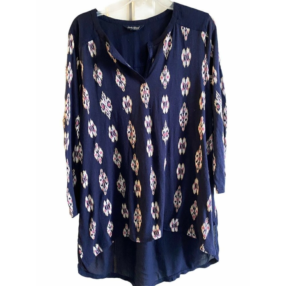 Lucky Brand Sz‎ S Blue 3/4 Sleeve Blouse